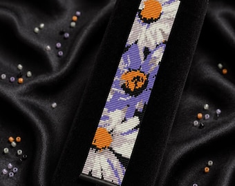 Daisy Loom Bracelet Pattern, Miyuki Delica 11/0 Beading Cuff, PDF Download