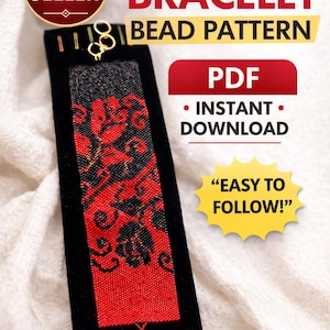 Instant Download Beading Pattern Peyote Stitch Bracelet Yin Yang Roses Seed Bead Cuff