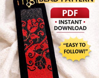 Sofort Download Perlenmuster Peyote Stitch Armband Yin Yang Rosen Samen Perle Manschette
