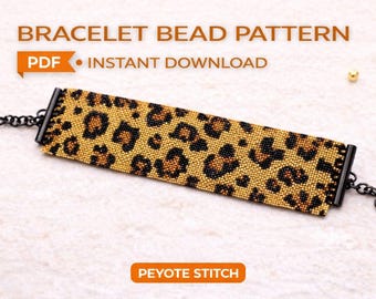 Instant Download Beading Pattern Peyote Stitch Bracelet Leopard Print Seed Bead Cuff