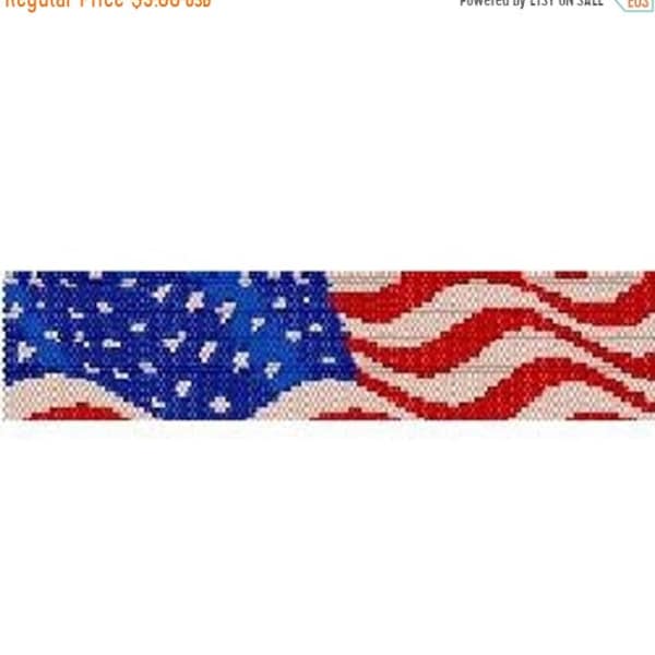 Instant Download Beading Pattern Loom Stitch Bracelet American Flag in Wind Seed Bead Cuff