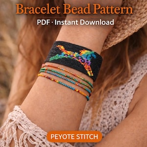 Instant Download Beading Pattern Peyote Stitch Bracelet Rainbow Pony Seed Bead Cuff