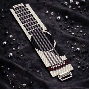 Instant Download Beading Pattern 2 Drop Peyote Stitch Bracelet Minimalistic Guitar Seed Bead Cuff