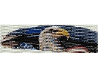 Instant Download Beading Pattern Loom Stitch Bracelet American Eagle Seed Bead Cuff