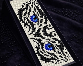 Loom Bead Pattern for Bracelet Tribal Eyes Black Seed Bead Cuff