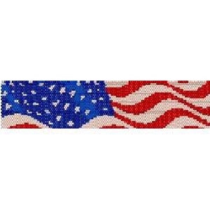 Instant Download Beading Pattern Peyote Stitch Bracelet American Flag in Wind Seed Bead Cuff