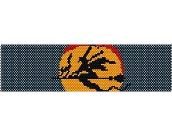 Instant Download Beading Pattern Peyote Stitch Bracelet Witch and Cat Seed Bead Cuff
