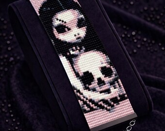 Loom Bead Pattern for Bracelet Gothic Angel Skull Seed Bead Cuff