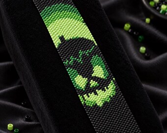 Pulsera de cuentas, marcapáginas, adorno de pared y colgante para coche con diseño de peyote verde para Halloween / Miyuki Delica 11/0 PDF