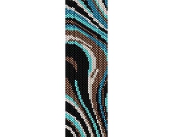 Instant Download Beading Pattern Peyote Stitch Bracelet Turquoise Waves Seed Bead Cuff