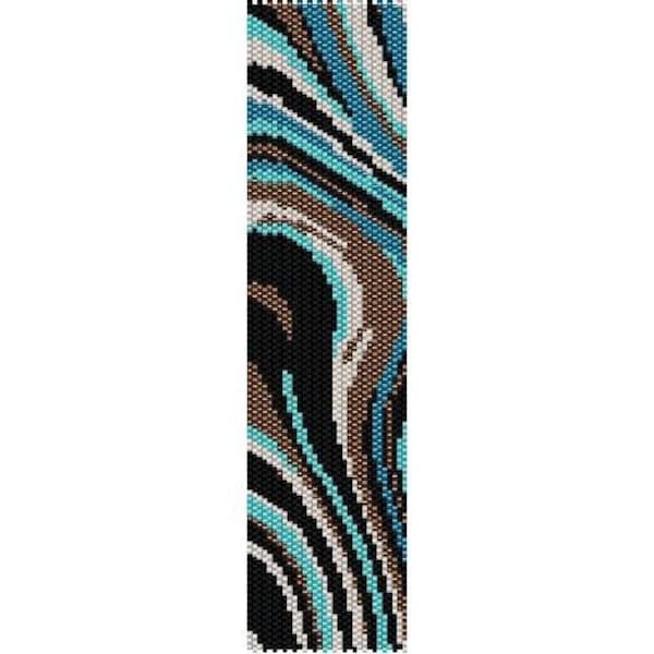 Instant Download Beading Pattern Peyote Stitch Bracelet Turquoise Waves Seed Bead Cuff