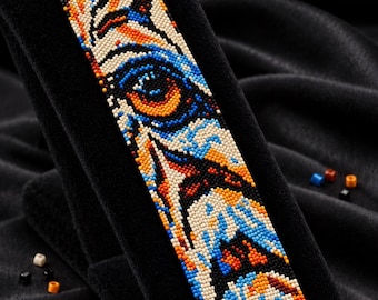 Peyote-Muster „Cobalt Ember Zebra“: Perlenarmband, Lesezeichen, Wandbehang & Autoanhänger | Miyuki Delica 11/0 PDF