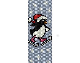 Instant Download Beading Pattern Loom Stitch Bracelet Christmas penguin Seed Bead Cuff