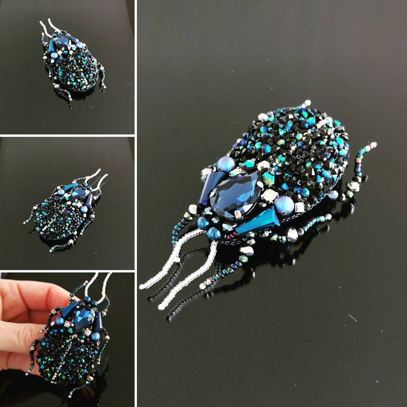 Graceful Beetle Blue Bling Swarovski Crystal Bracelet