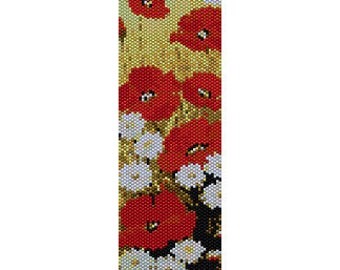 Instant Download Beading Pattern Peyote Stitch Bracelet Poppies 1 Seed Bead Cuff