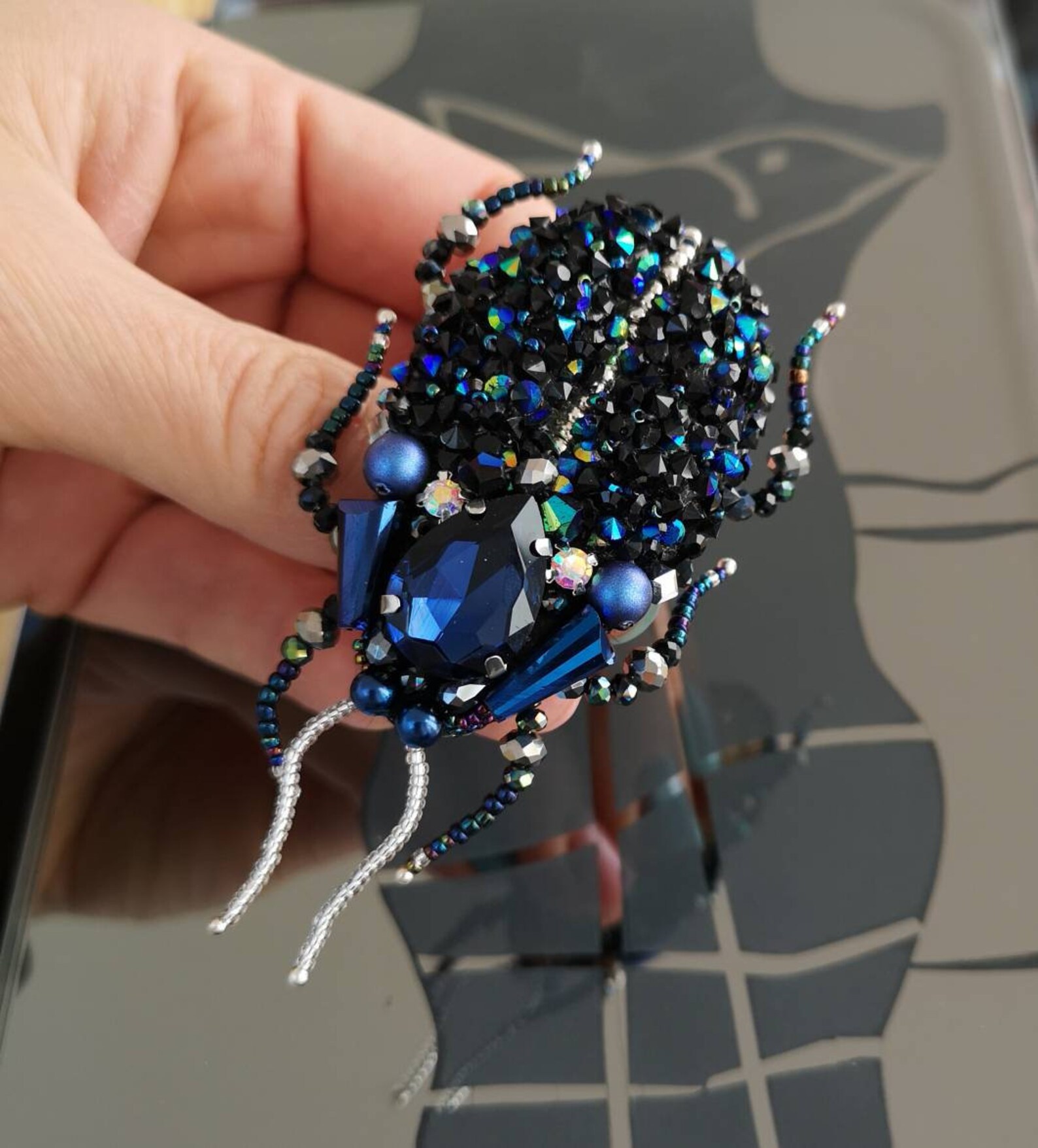 Graceful Beetle Blue Bling Swarovski Crystal Bracelet main image 1