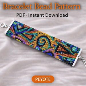 Peyote Bead Pattern for Bracelet DIY Mosaic Seed Bead Cuff