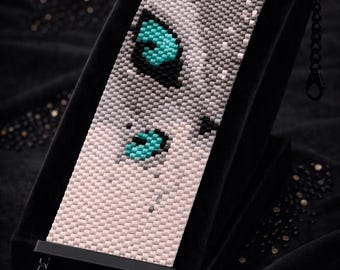 Peyote Stitch Bracelet Pattern, Cat Eyes Seed Bead Cuff (Digital Download)