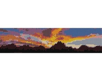 Instant Download Beading Pattern Loom Stitch Bracelet Mountains in Sunset Seed Bead Cuff