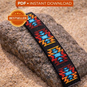 Instant Download Beading Pattern Peyote Stitch Bracelet Native Tribal Geometric Seed Bead Cuff