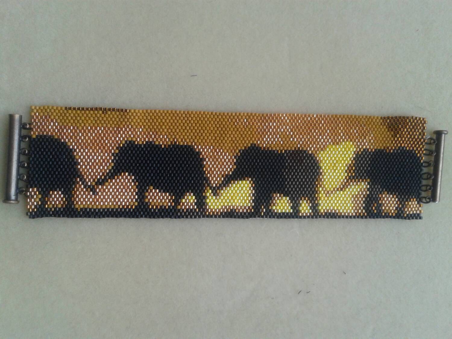 Elephant Bead Loom Bracelet.miyuki Seed Beads Bracelet.set of 3