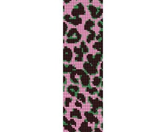 Instant Download Beading Pattern Peyote Stitch Bracelet Leopard Print Pink Seed Bead Cuff