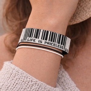 Sofortiger Download Perlenmuster Peyote Stitch Armband Das Leben ist unbezahlbar Strichcode-Armband