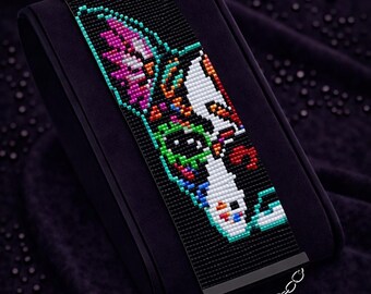 Loom Stitch Bracelet colourful Pug Dog Seed Bead Cuff