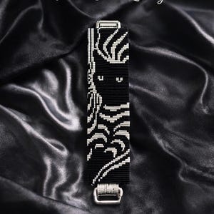 Instant Download Beading Pattern Loom Stitch Bracelet Cat B&W Seed Bead Cuff