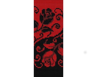 Instant Download Beading Pattern Peyote Stitch Bracelet Yin Yang Roses Seed Bead Cuff
