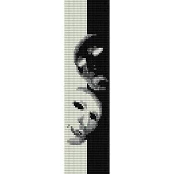 Instant Download Beading Pattern Peyote Stitch Bracelet Comedy and Tragedy Twin Faces Seed Bead Cuff