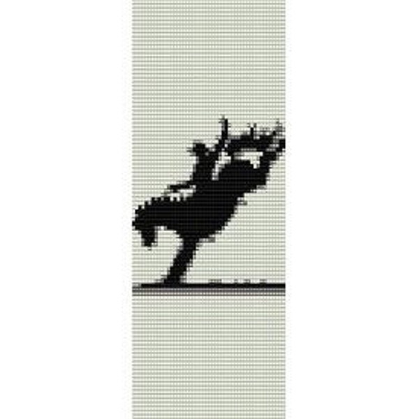 Instant Download Beading Pattern Peyote Stitch Bracelet Bucking Horse Silhouette Seed Bead Cuff