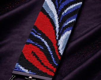 Sofortiger Download Perlenmuster Peyote Stitch Armband Abstrakte Blumen Manschette