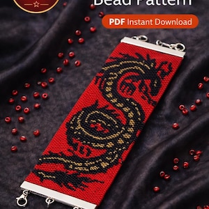 Sofort Download Perlenmuster Loom Stitch Armband Drachenkern Perle Manschette