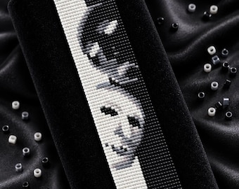 Comedy Tragedy Mask Loom Bracelet Pattern, Theater Masks Seed Bead Cuff, Miyuki Delica PDF