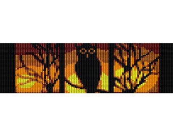 Instant Download Beading Pattern Peyote Stitch Bracelet Night Owl Halloween Seed Bead Cuff