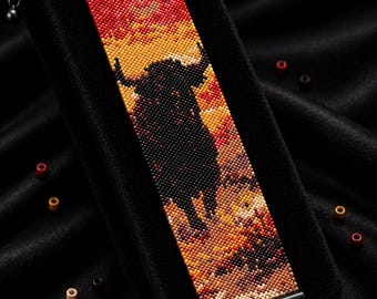 Patrón de peyote Buffalo Sunset, pulsera de cuentas, marcapáginas, adorno de pared y colgante para coche / Miyuki Delica 11/0 PDF