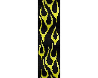 Instant Download Beading Pattern Peyote Stitch Bracelet Flames Seed Bead Cuff