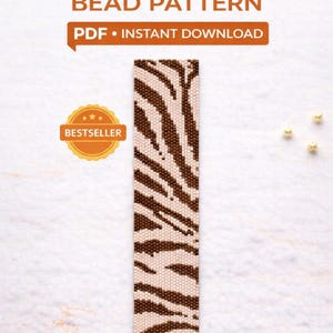 Instant Download Beading Pattern Peyote Stitch Bracelet Brown Zebra Print Seed Bead Cuff