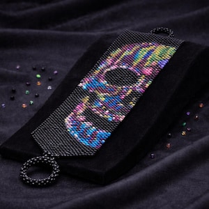 Instant Download Beading Pattern Peyote Stitch Bracelet Neon Skull Seed Bead Cuff