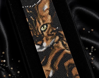 Tiger Cat Bracelet Pattern | Peyote Stitch PDF | Miyuki Delica 11/0 | Instant Download