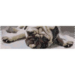 Può includere: Un'illustrazione in bianco e nero di un cane sdraiato. Il cane è un Bloodhound con lunghe orecchie cadenti e un viso rugoso.