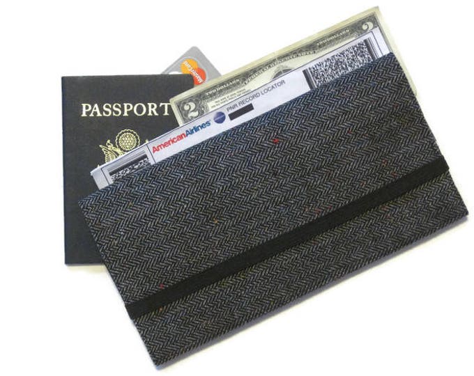 Travel Wallet Tweed Passport Wallet Mens Travel Document Etsy