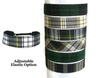 Plaid Flannel Headband, Adjustable No Slip Hairband