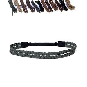 2 Strand Braided Headband in Leather or Faux Suede for Men, Women and kids in black, brown, rust, navy, gray, green or tan