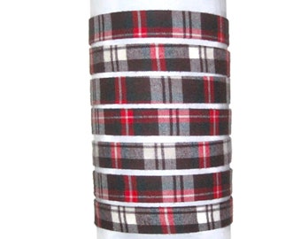 Plaid Headband for Men Women & Kids with Adjustable or Round Elastic / No Pinch 1 inch Flannel Hairband