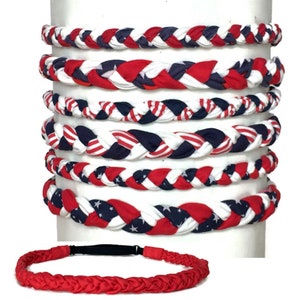 4th of July Headband in Red White & Blue Braided Fabric / Americanfor USA Patriotic Hairband for Women Men Kids Babies