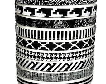 Thin Black & White Fabric Headband: Comfortable Adjustable Fit