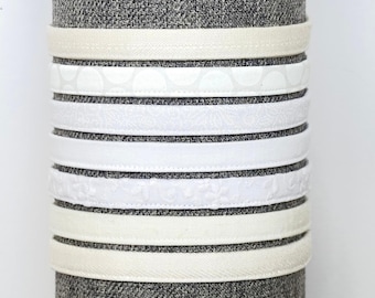 White Fabric Headband, Thin Adjustable Hairband - Comfortable & Soft