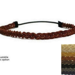 Leather Headband for Men Women Teens Toddlers / 1/3&quot; wide Hippie Braided Forehead Hairband in black brown tan suede and faux suede
